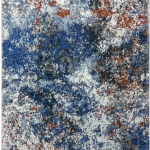 5’ x 8’ Blue and White Abstract Ocean Area Rug