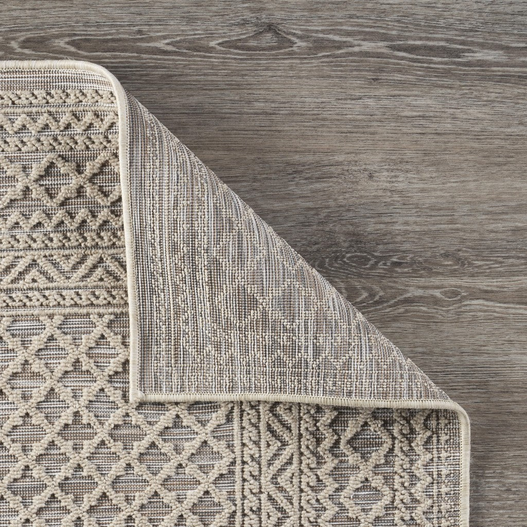 5' X 7' Tan/Brown Indoor Outdoor Area Rug