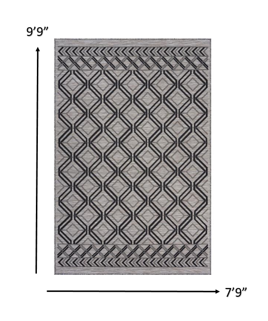 8? X 10? Black/Cream/Tan Indoor Outdoor Area Rug