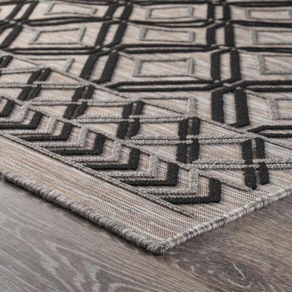 8? X 10? Black/Cream/Tan Indoor Outdoor Area Rug