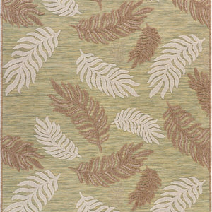 5' X 7' Tan/Green Indoor Outdoor Area Rug