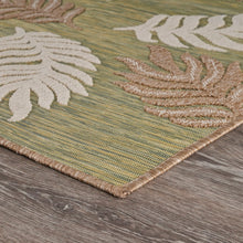 5' X 7' Tan/Green Indoor Outdoor Area Rug