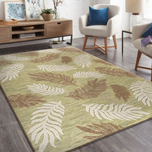 5' X 7' Tan/Green Indoor Outdoor Area Rug
