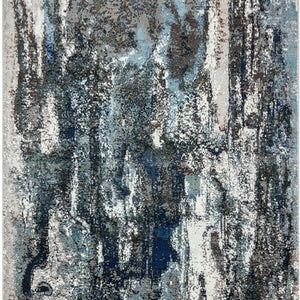 5' x 8' Shades of Blue and Gray Abstract Marble Area Rug