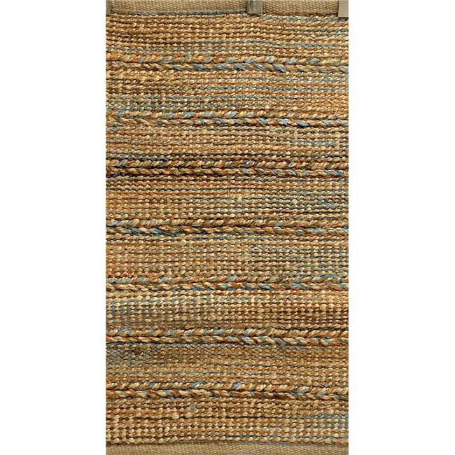7’ x 9’ Seafoam and Tan Braided Stripe Area Rug