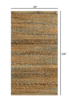 7’ x 9’ Seafoam and Tan Braided Stripe Area Rug
