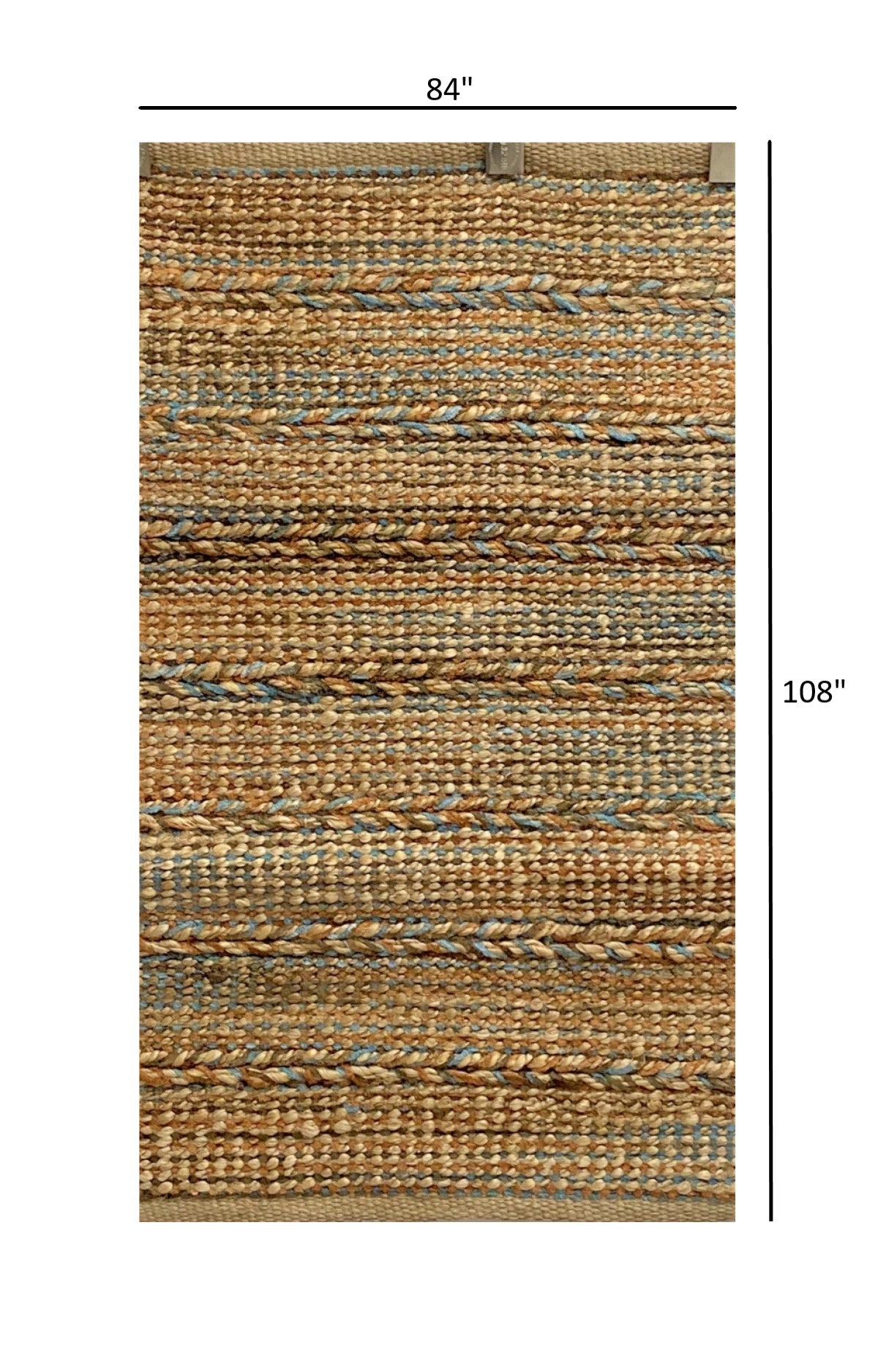 7’ x 9’ Seafoam and Tan Braided Stripe Area Rug