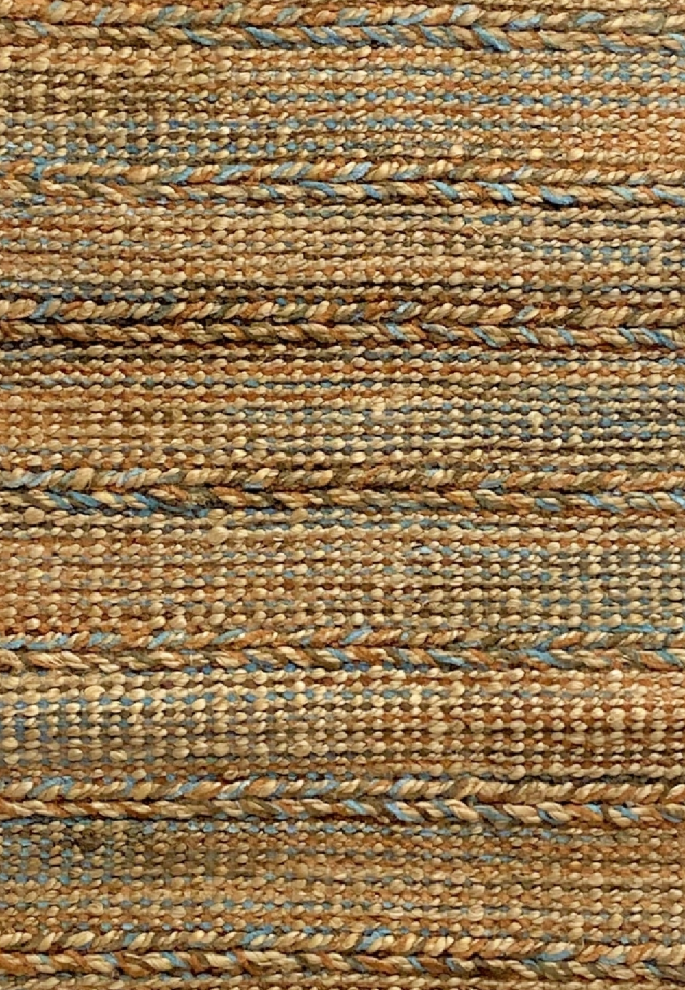 7’ x 9’ Seafoam and Tan Braided Stripe Area Rug