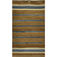 5’ x 7’ Tan and Blue Striped Area Rug