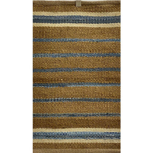 5’ x 7’ Tan and Blue Striped Area Rug