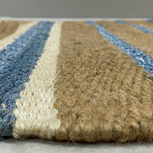 5’ x 7’ Tan and Blue Striped Area Rug