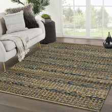 5’ x 7’ Blue and Tan Braided Stripe Area Rug