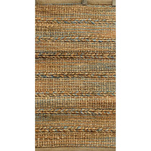 7’ x 9’ Seafoam and Tan Braided Stripe Area Rug