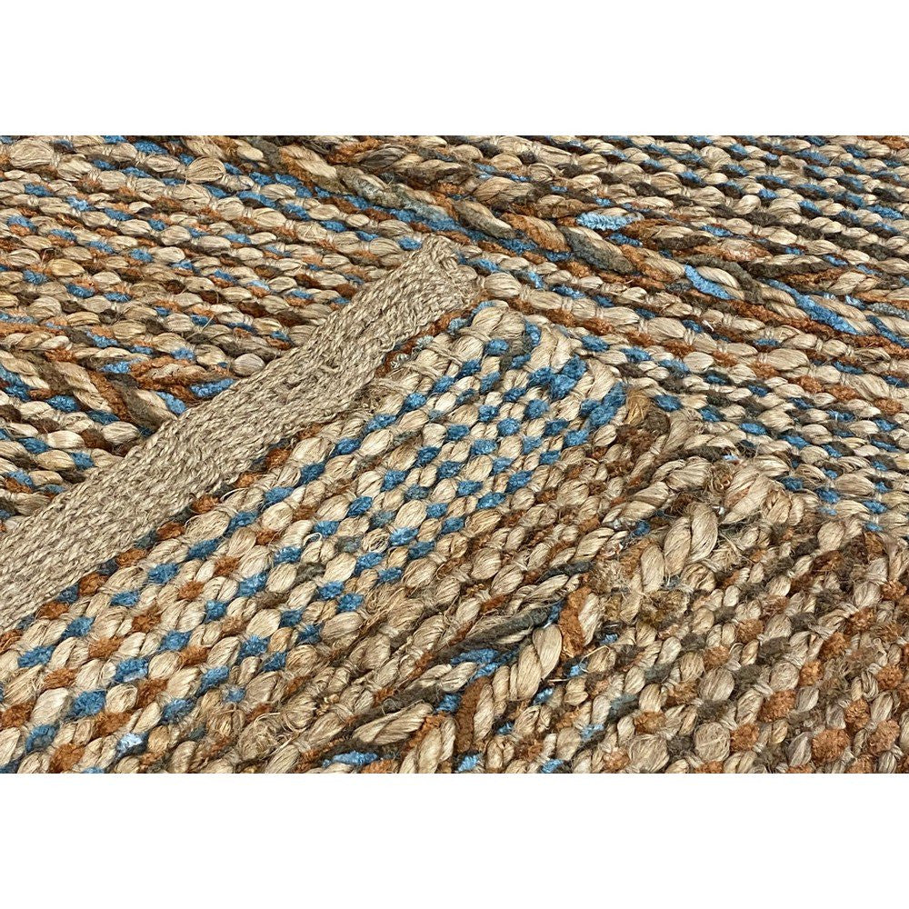 7’ x 9’ Seafoam and Tan Braided Stripe Area Rug