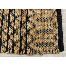 Tan and Black Ornate Geometric Area Rug - 5’ x 7’
