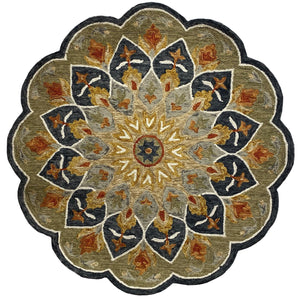 2’ x 7’ Charcoal Floral Medallion Runner Rug