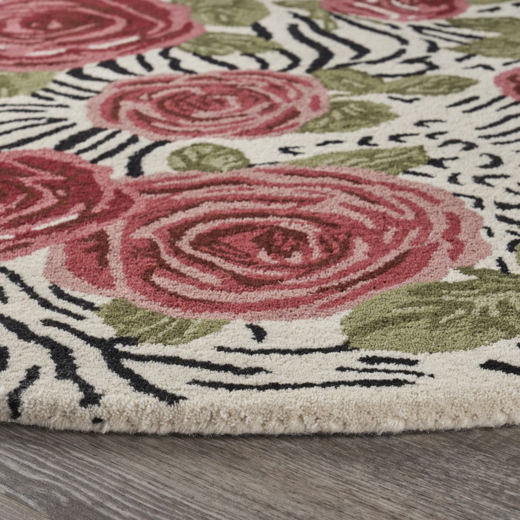 4’ Round Red Rose Bed Area Rug