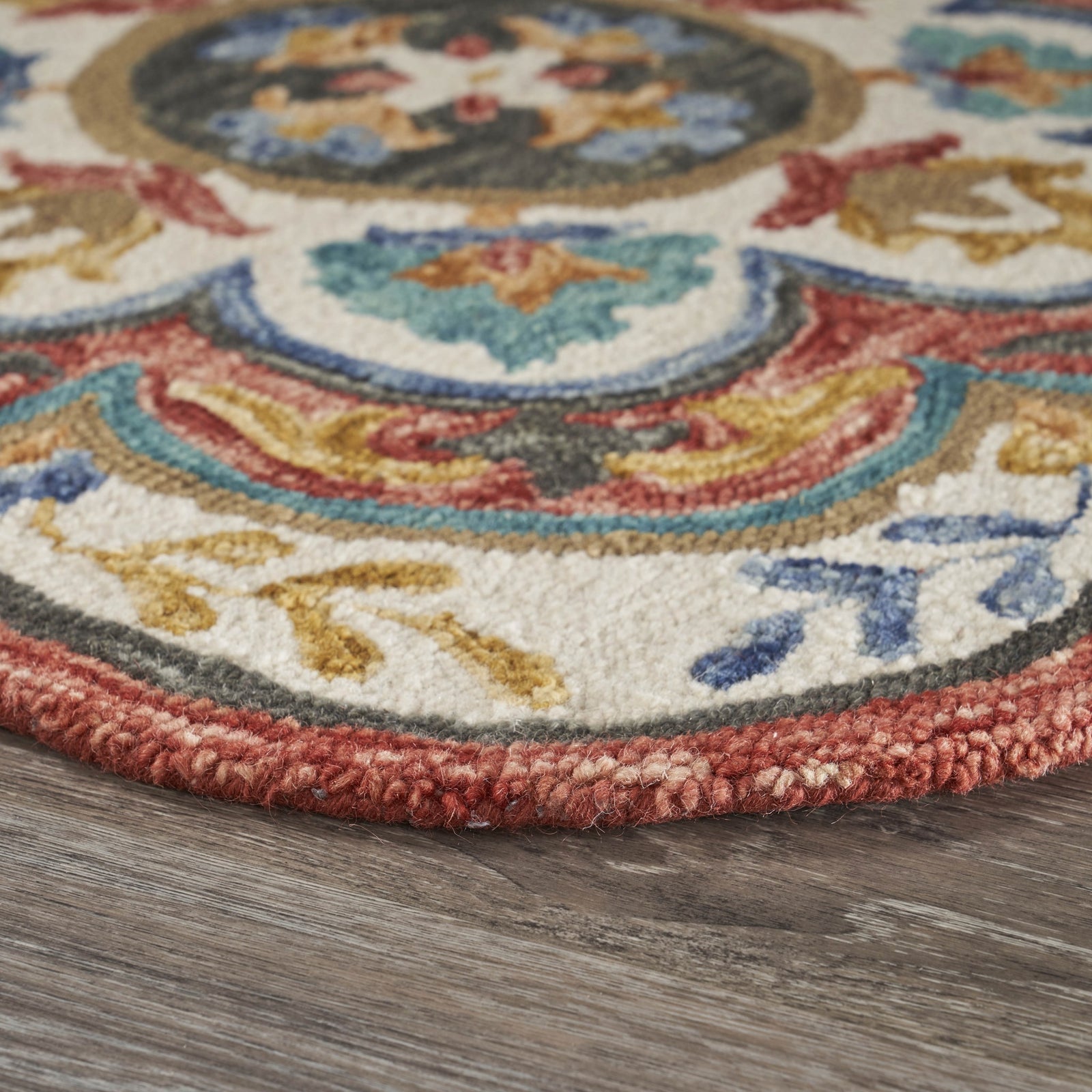 4’ Round Red Layered Petals Area Rug