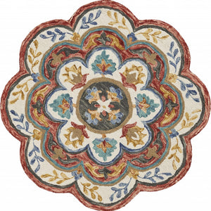 4’ Round Red Layered Petals Area Rug