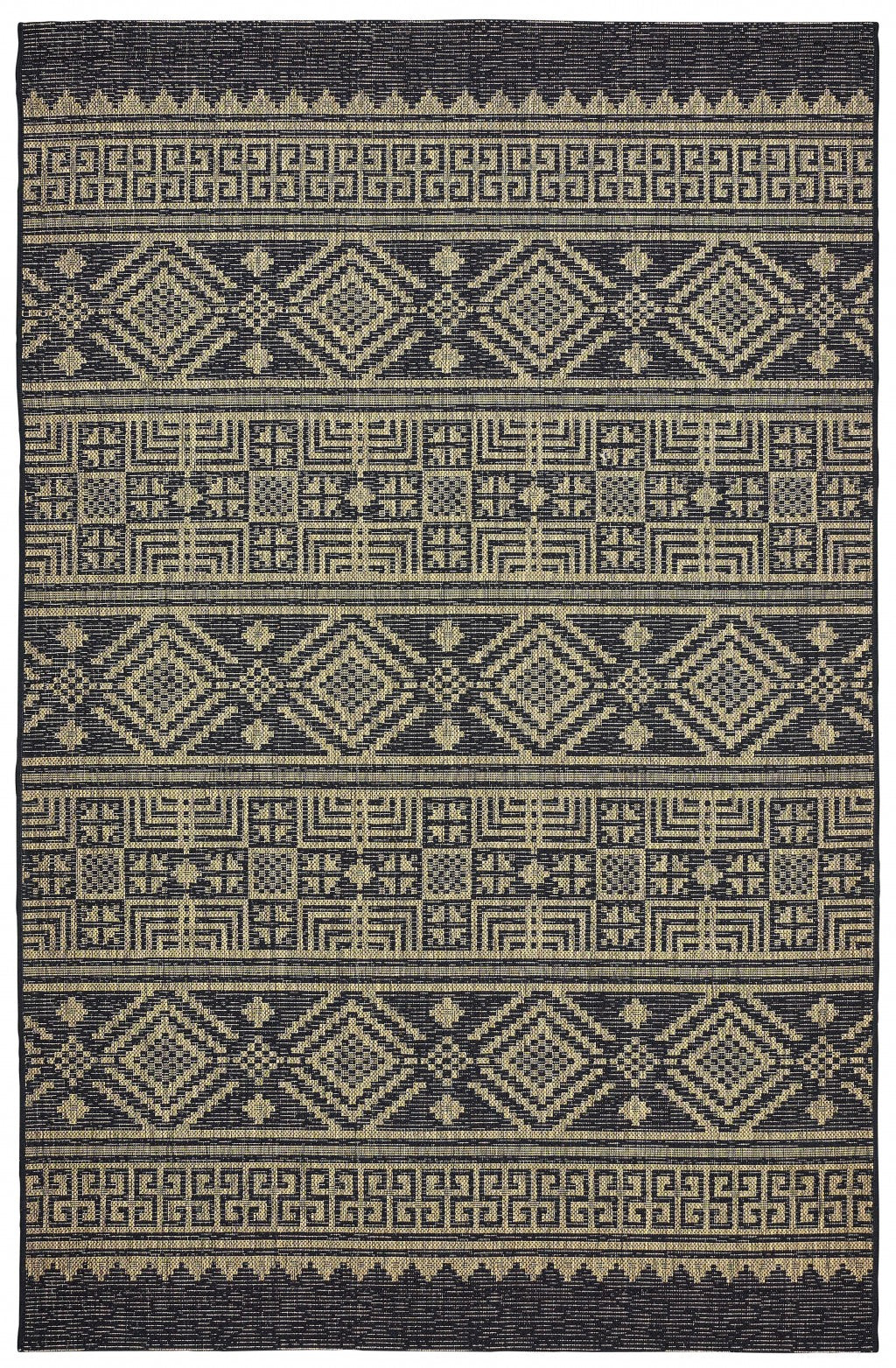 5' X 8' Black / Brown Indoor Outdoor Area Rug