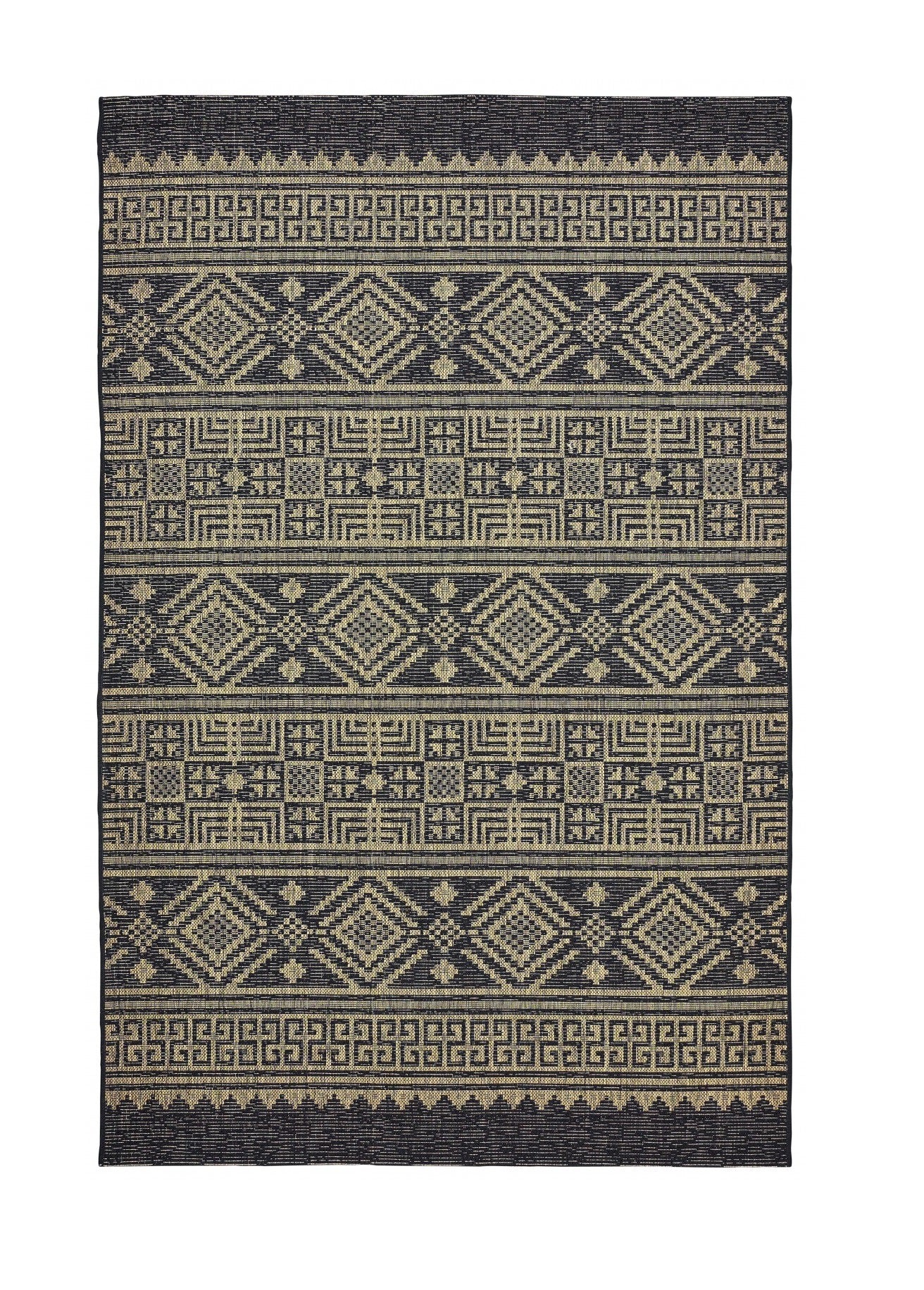 5' X 8' Black / Brown Indoor Outdoor Area Rug