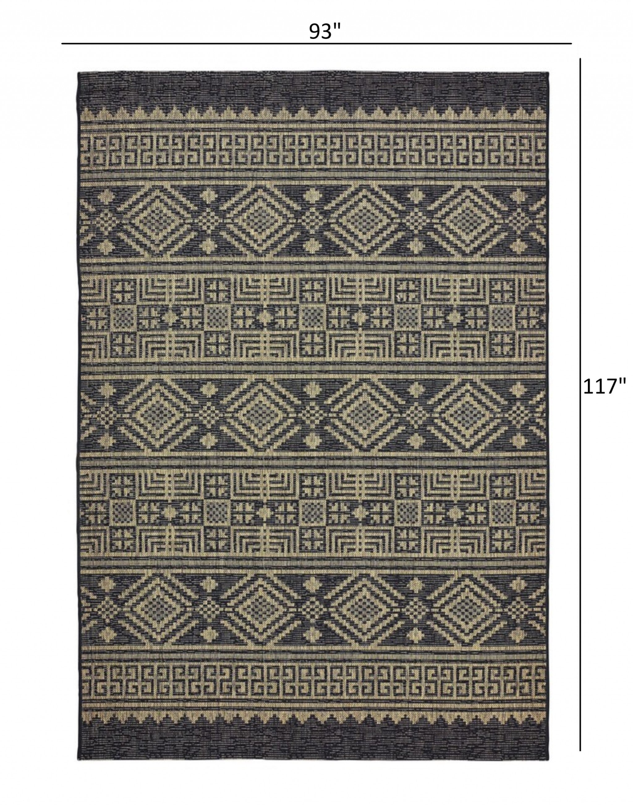 5' X 8' Black / Brown Indoor Outdoor Area Rug