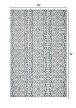 5' X 8' Blue / Green Indoor Outdoor Area Rug