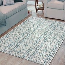 5' X 8' Blue / Green Indoor Outdoor Area Rug