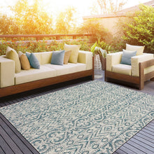 5' X 8' Blue / Green Indoor Outdoor Area Rug