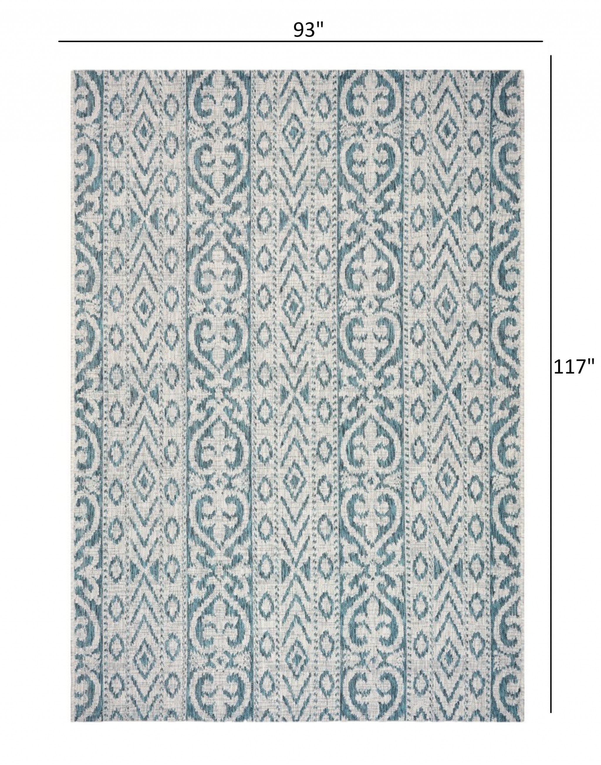 5' X 8' Blue / Green Indoor Outdoor Area Rug