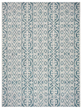 5' X 8' Blue / Green Indoor Outdoor Area Rug