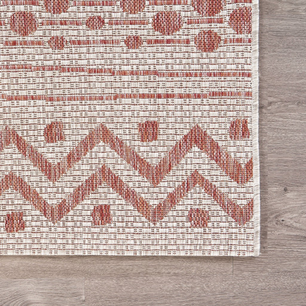 2? X 3? Beige / Red Indoor Outdoor Area Rug