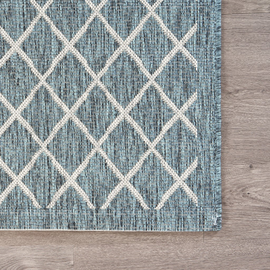 3' X 5' Blue / Gray Indoor Outdoor Area Rug