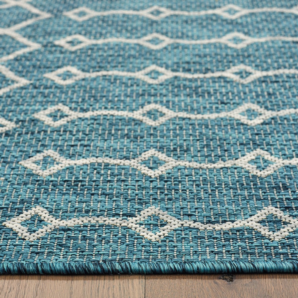 3' X 5' Blue / Gray Indoor Outdoor Area Rug