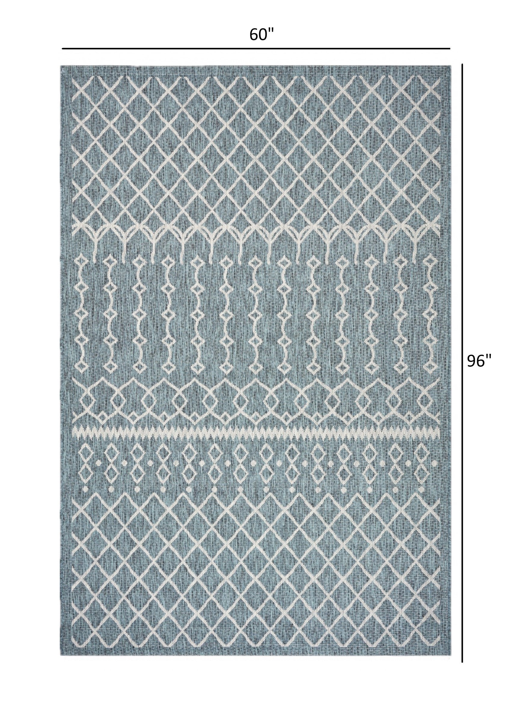 3' X 5' Blue / Gray Indoor Outdoor Area Rug