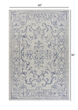 5' X 8' Blue / Gray Indoor Outdoor Area Rug