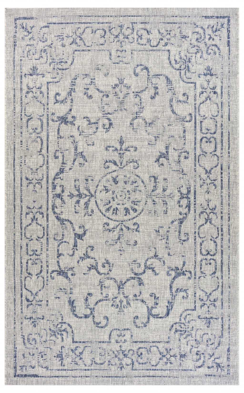 5' X 8' Blue / Gray Indoor Outdoor Area Rug