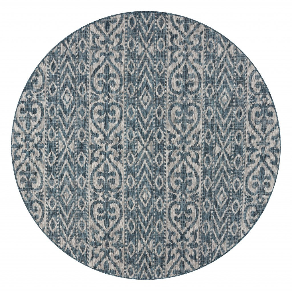 8' X 8' Blue / Green Indoor Outdoor Area Rug
