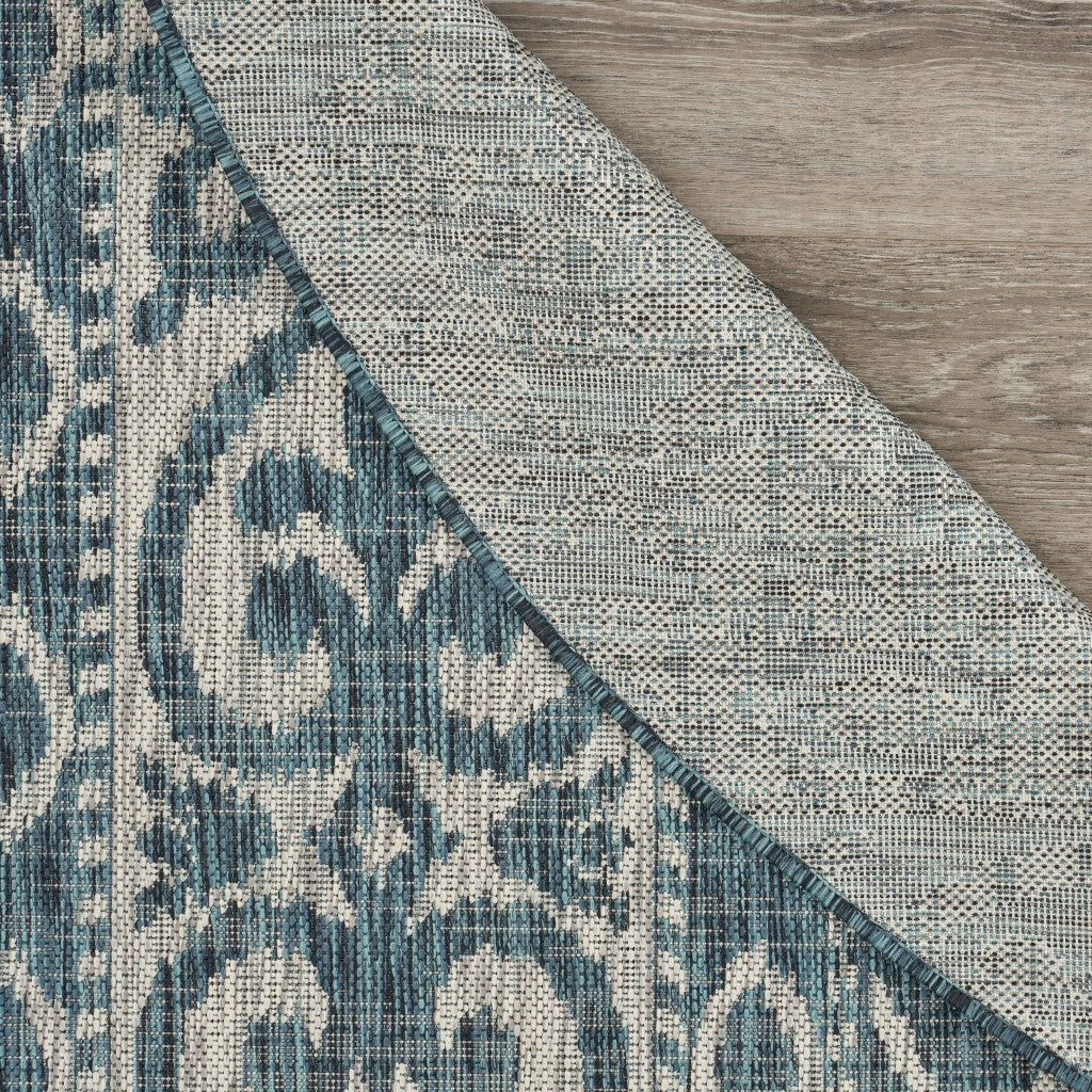 8' X 8' Blue / Green Indoor Outdoor Area Rug