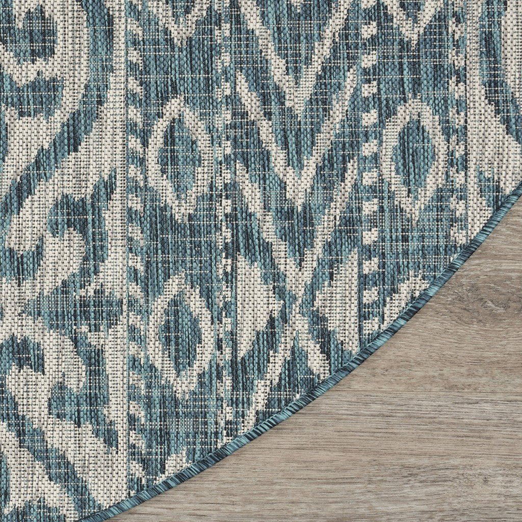 8' X 8' Blue / Green Indoor Outdoor Area Rug