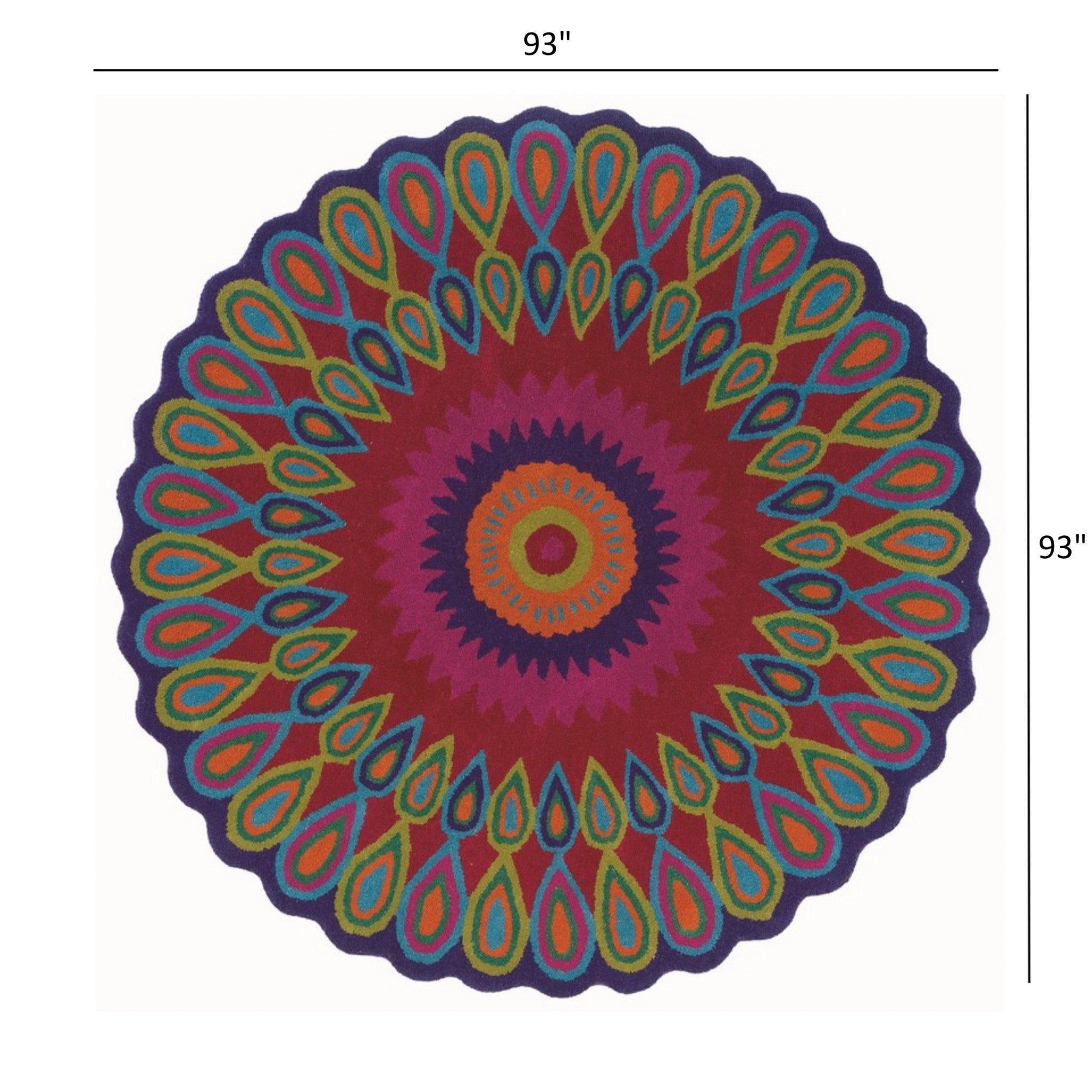 8’ Round Pink Floral Edged Area Rug