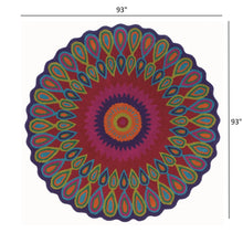 8’ Round Pink Floral Edged Area Rug