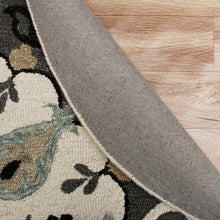 7’ Round Gray and White Floral Medallion Area Rug