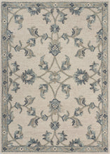 5’ x 7' Beige and Blue Filigree Area Rug