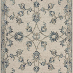 5’ x 7' Beige and Blue Filigree Area Rug