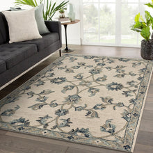 5’ x 7' Beige and Blue Filigree Area Rug