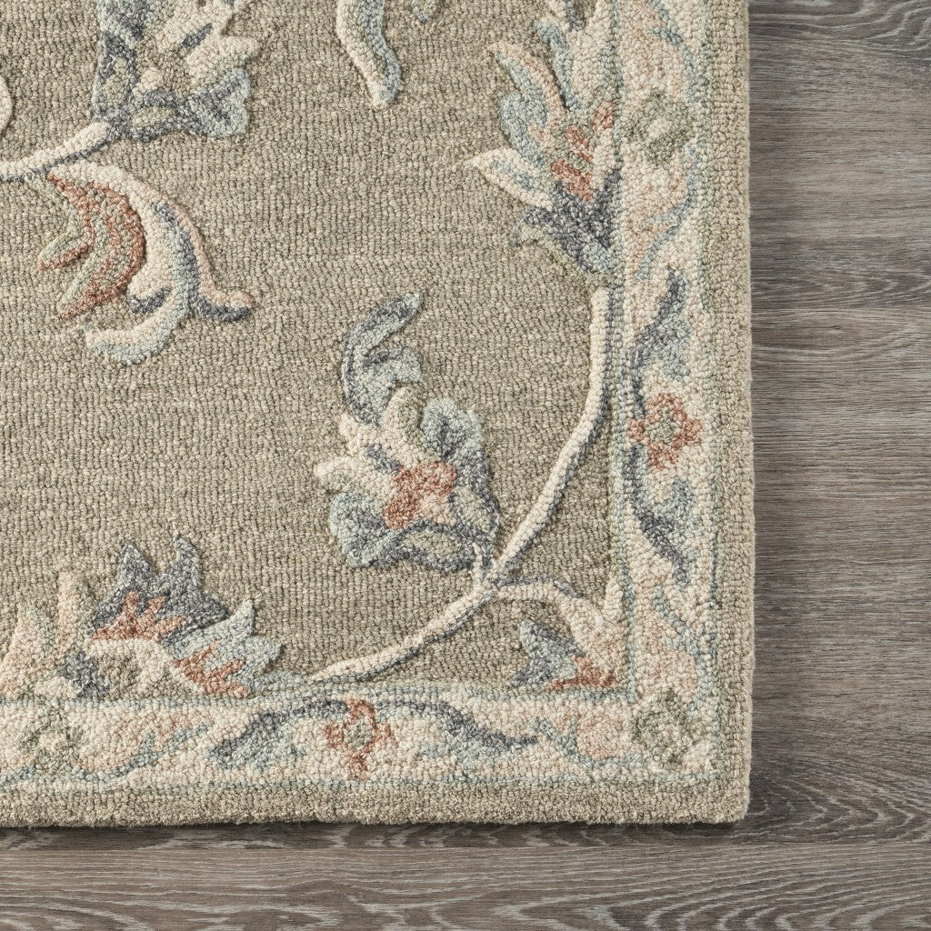 Sage and Cream Filigree Area Rug 5’ x 7'