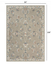 Sage and Cream Filigree Area Rug 5’ x 7'