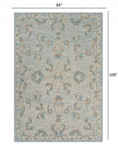 5’ Round Blue and Cream Filigree Area Rug