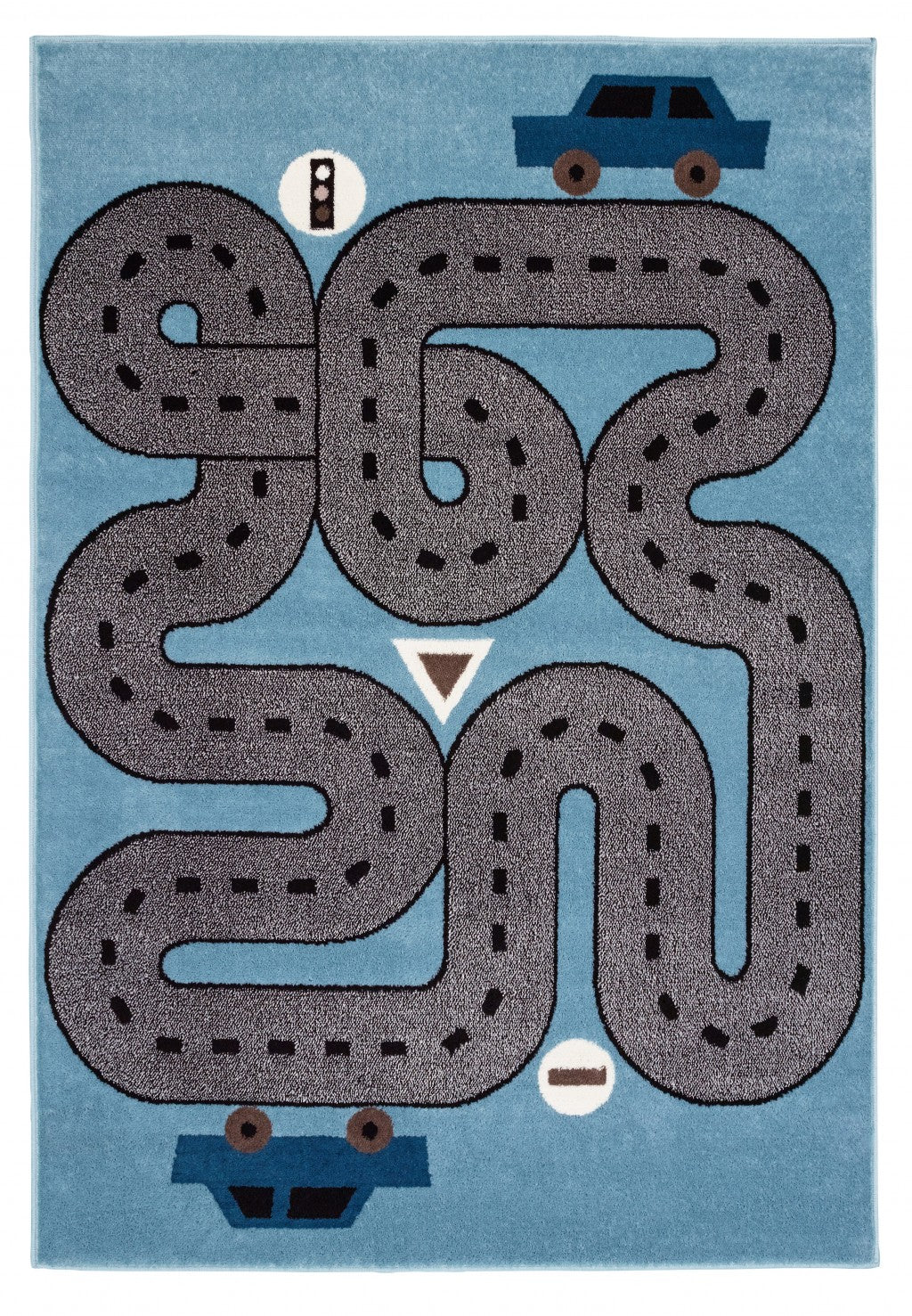 Blue Imaginative Racetrack Area Rug - 4’ x 6’